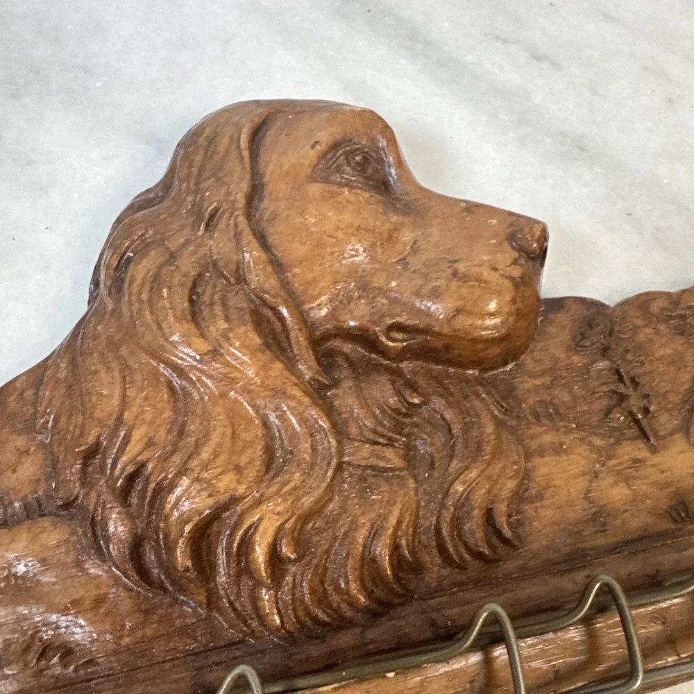 BS3 Vint chalkware Irish setter cocker spaniel rooster pheasant tie belt hanger